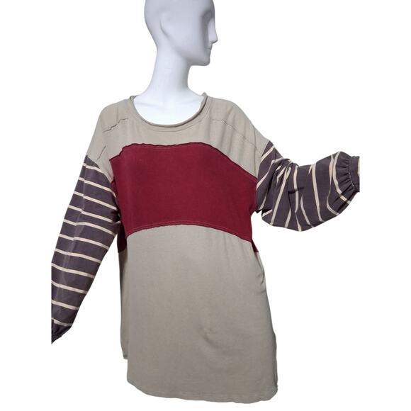 Free People Women's size Medium Oversized Awesome Tee Berry Grungecore Academia - Picture 3 of 13